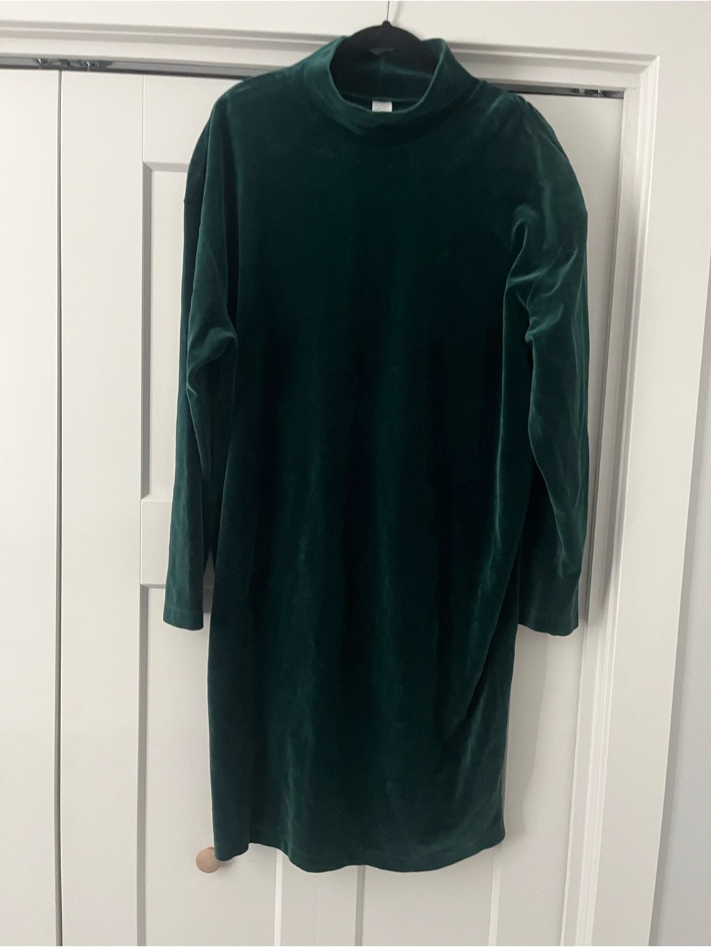 Lands' End Deep Green Velvet Midi Dress Like New XL 18-20 Fall Winter Christmas